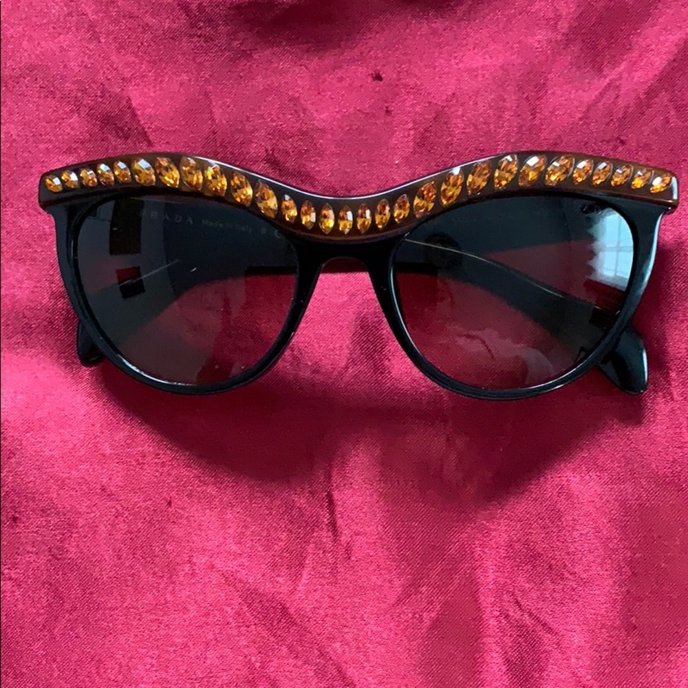 Prada rhinestone tortoise cat eye sunglasses